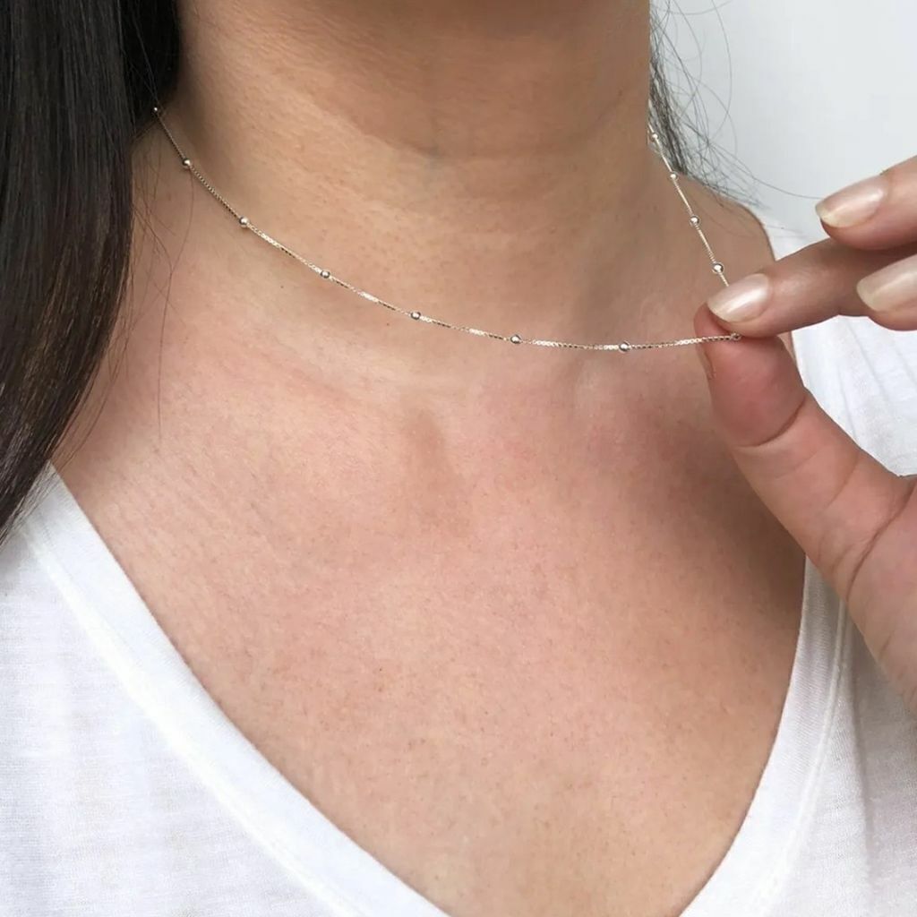 Gargantilha Veneziana com Bolinha 2mm prata 925
