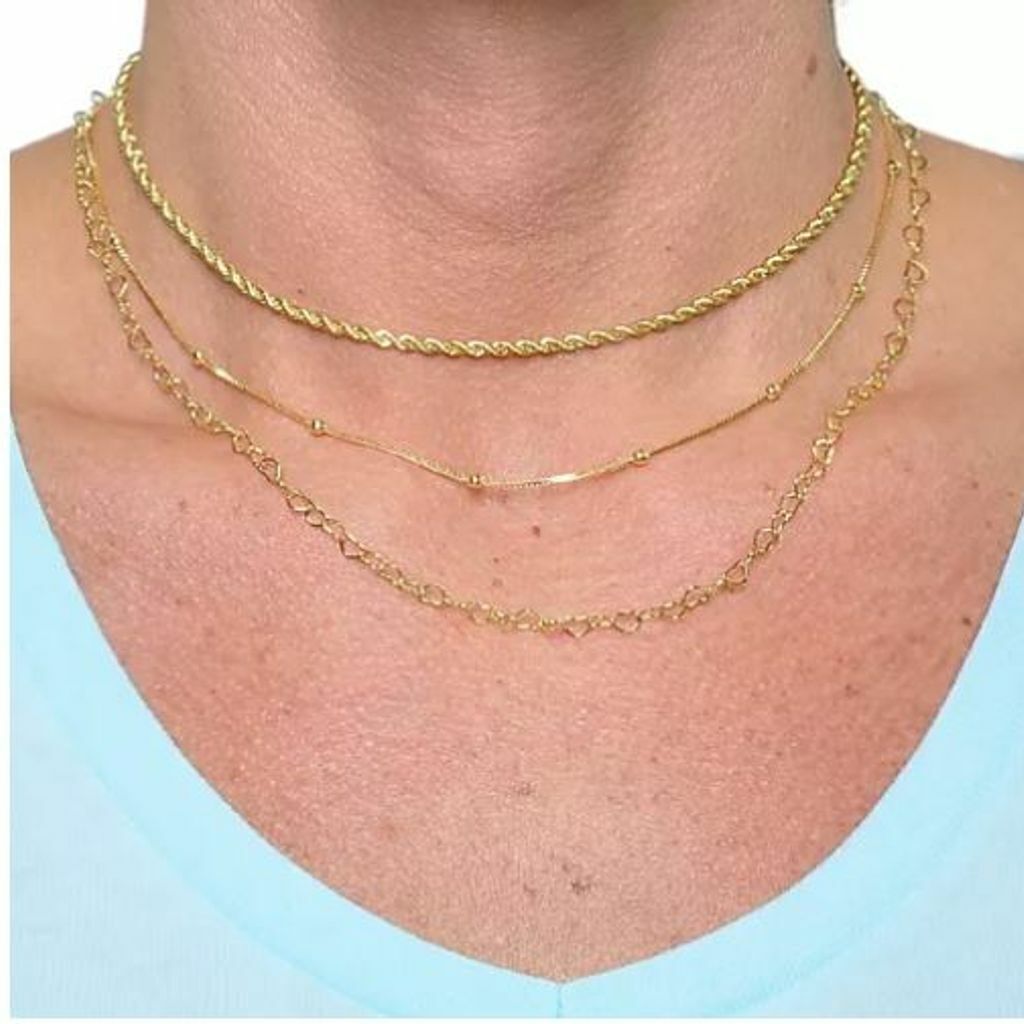 Corrente Cordão Baiano 35cm + 5cm Extensor Banhado a Ouro 18k