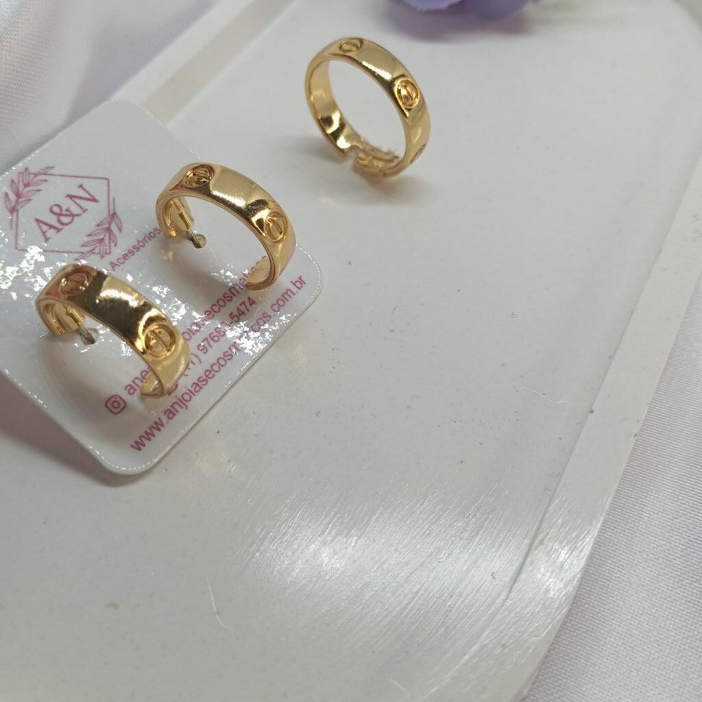 Anel Cartier Regulável Semi Joia a Ouro 18k e Prata