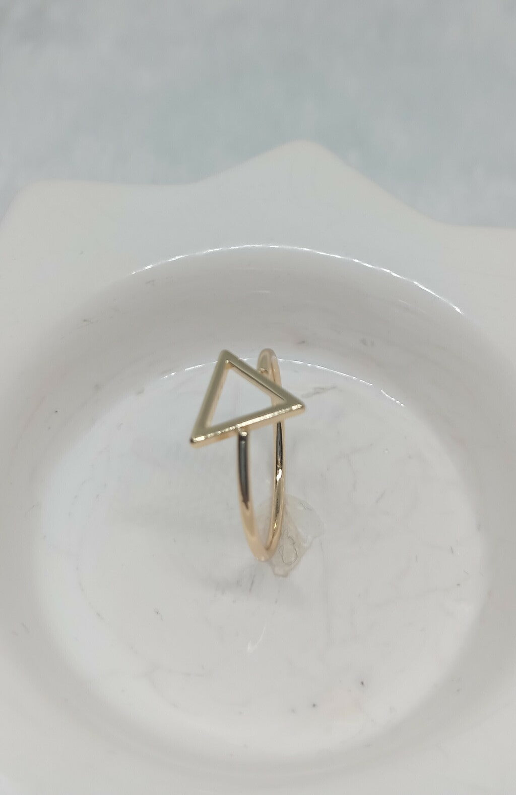 Anel Triangulo Folheado Ouro