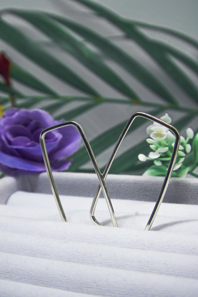 Argola de prata 925 retangular fio quadrado, Tamanhos 2,5cm, 4cm