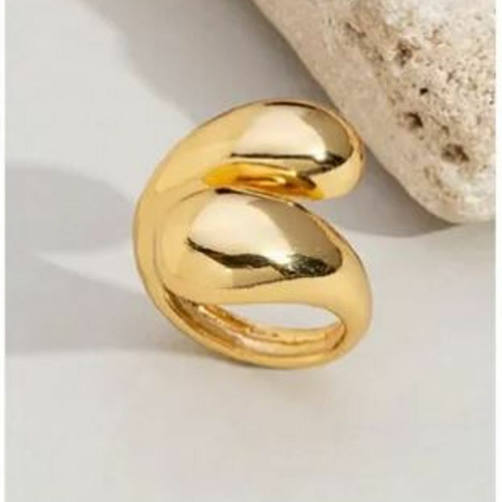 Anel Duas Gotas Banhado a Ouro 18k