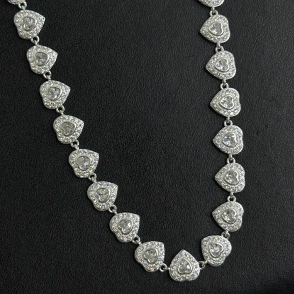 Pulseira Pedras Swarovski Corações Prata 925