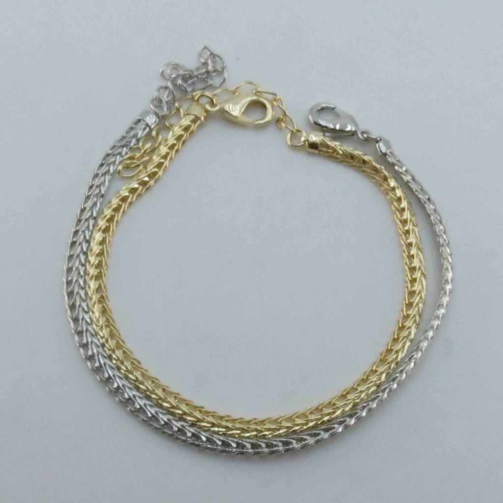 Pulseira Duas cores Ródio Branco Semi Joia ouro