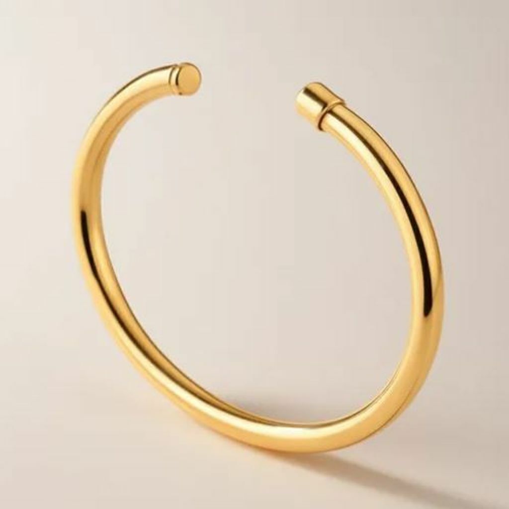 Bracelete com Abertura Redondo Liso Folheado a Ouro