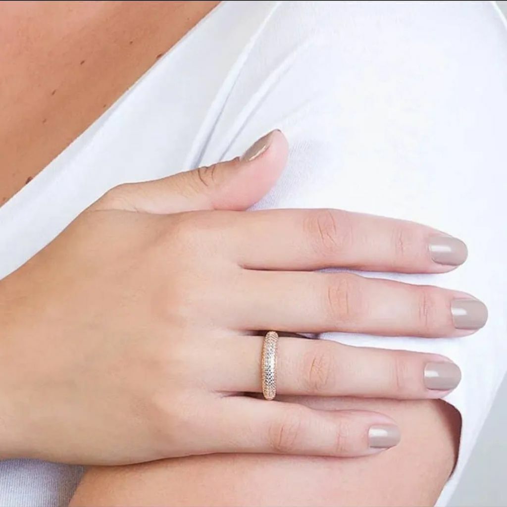 Anel com três Fileiras Cravejados Folheado Ouro