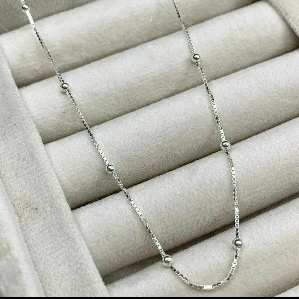 Gargantilha Veneziana com Bolinha 2mm prata 925