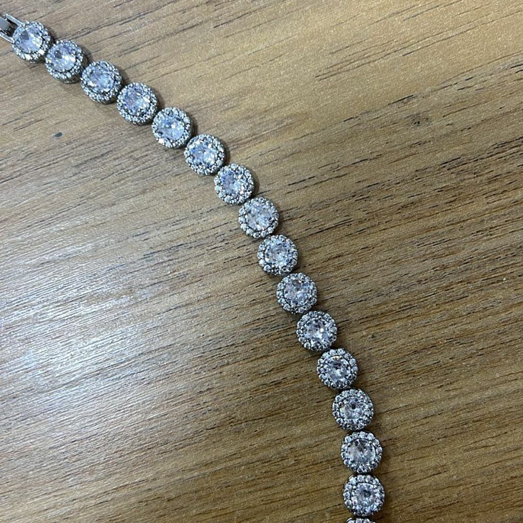 Pulseira Pedras Zircônias Semi Jóia Banhado a Ródio BR