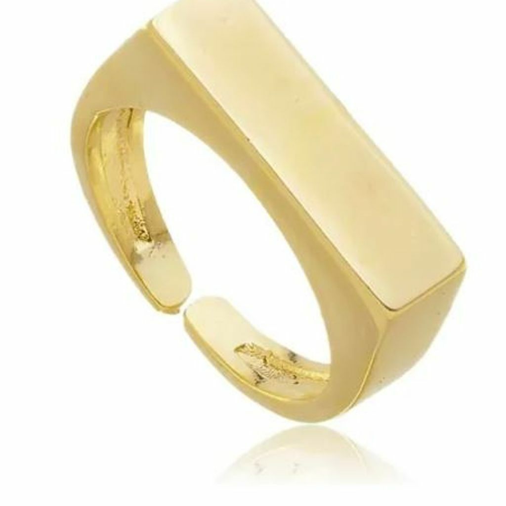 Anel Quadrado espessura 0,5cm Regulável Semi Jóia Ouro 18k