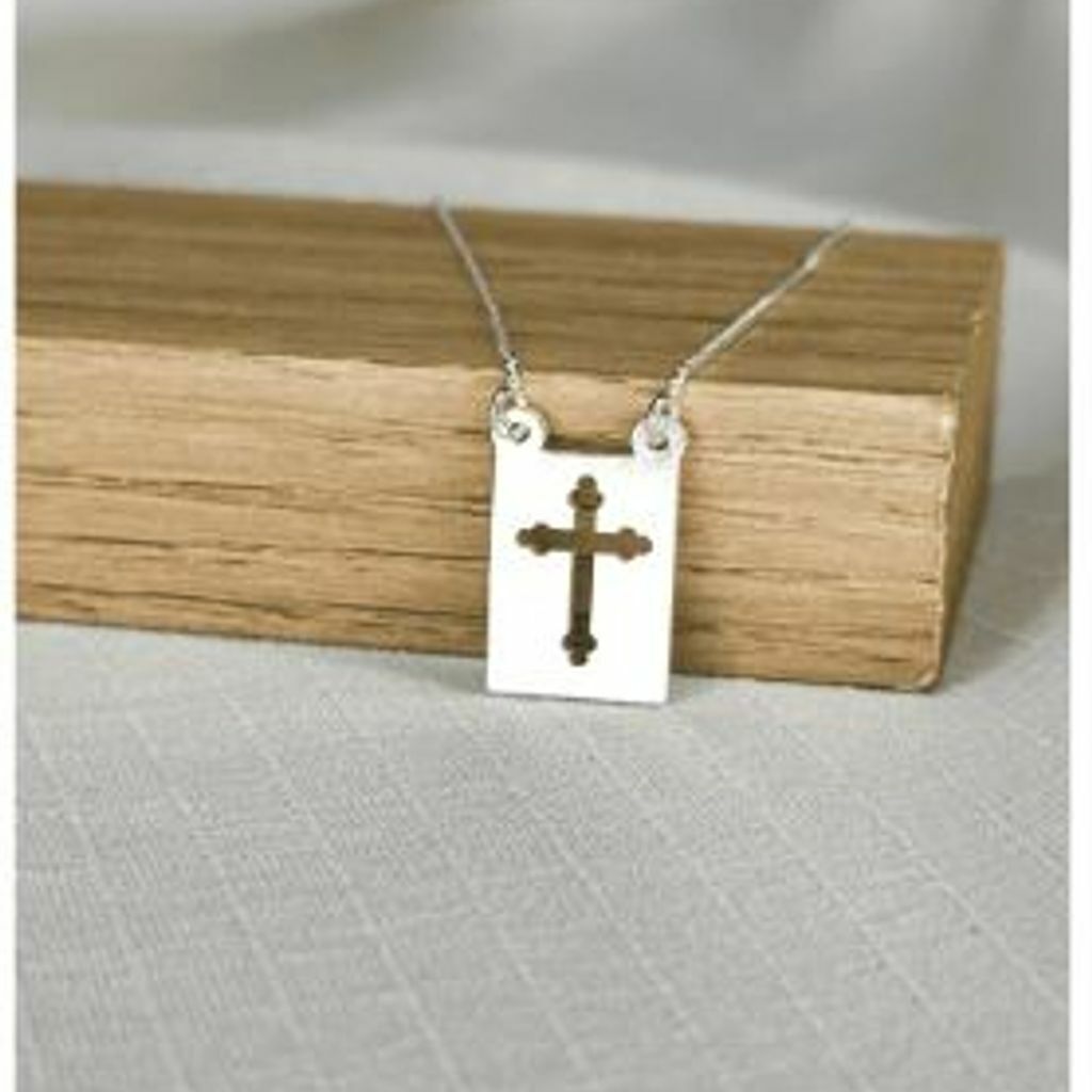Corrente C/ Pingente Plaquinha Cruz 45cm