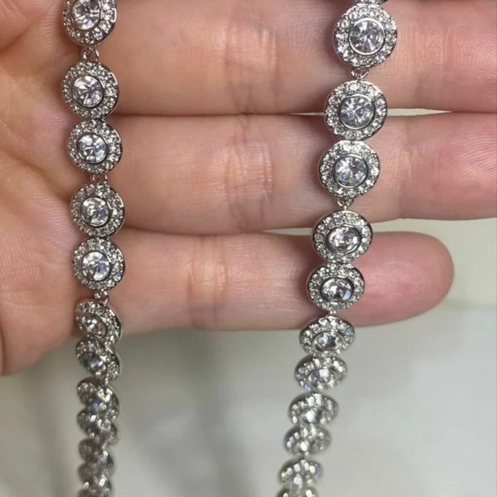 Colar Pedras Swarovski Prata 925 Italiana