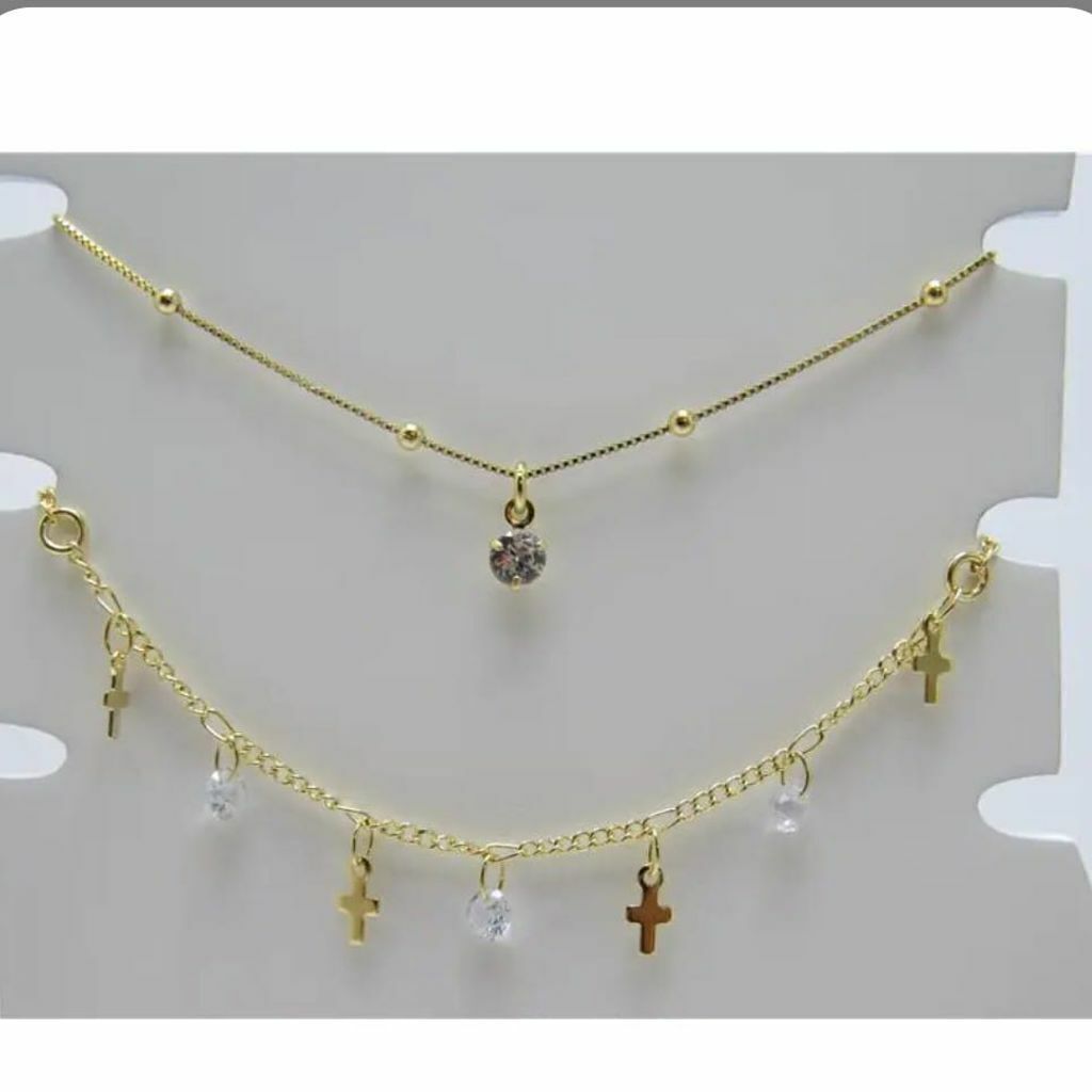 Tornozeleira Cruz com Ponto de Luz, Ponto de Luz Semi Jóia - valor por modelo