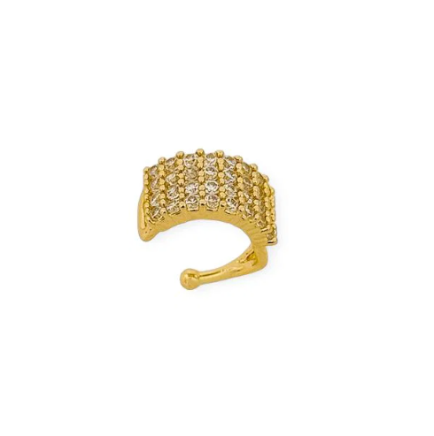 Piercing Fake Folheado a Ouro 18k e Prata Tubo Cravejado