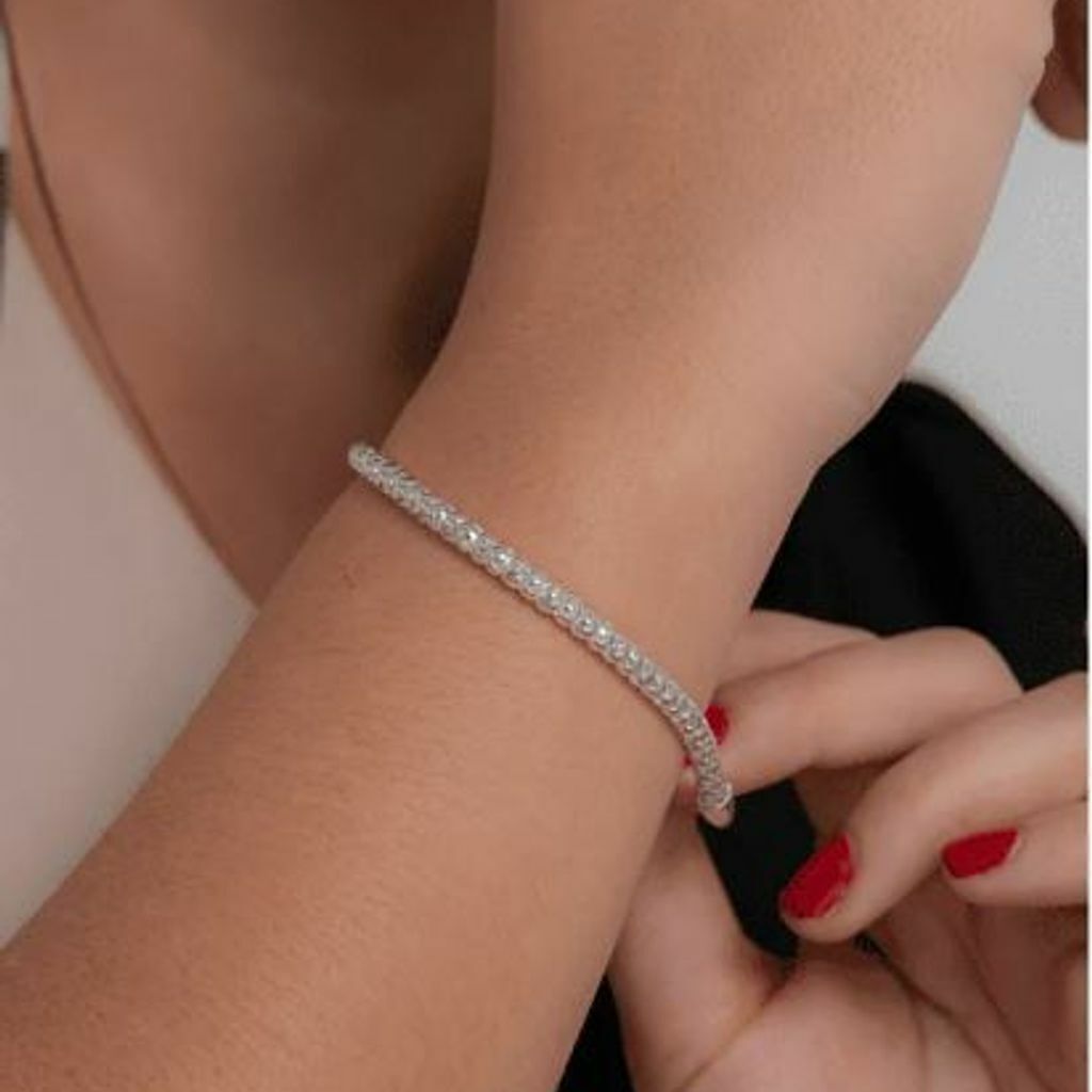 Pulseira Feminina Coreana Bombe em Prata 925