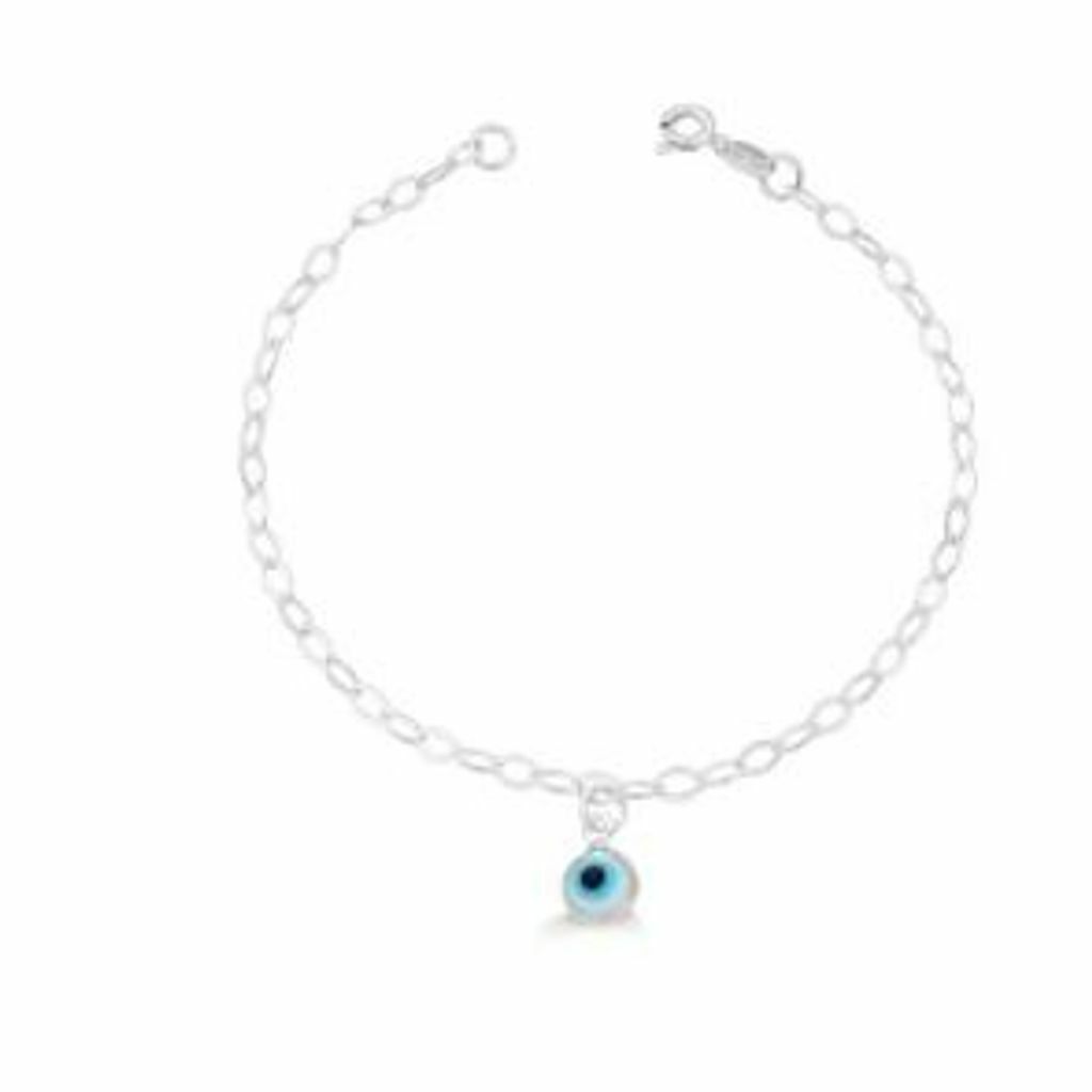 Pulseira 1 Olho Grego Branco 1,5gr
