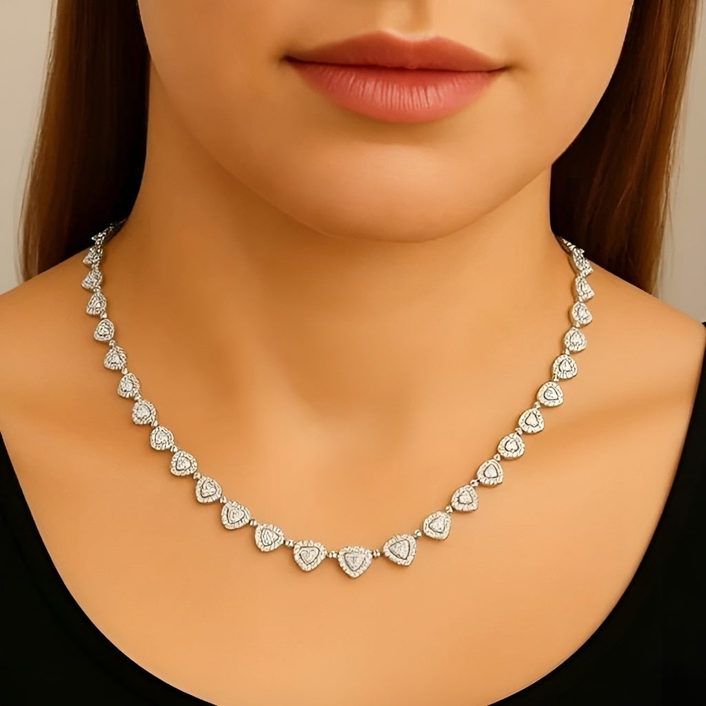 Corrente de prata 925 Swarovski de Corações