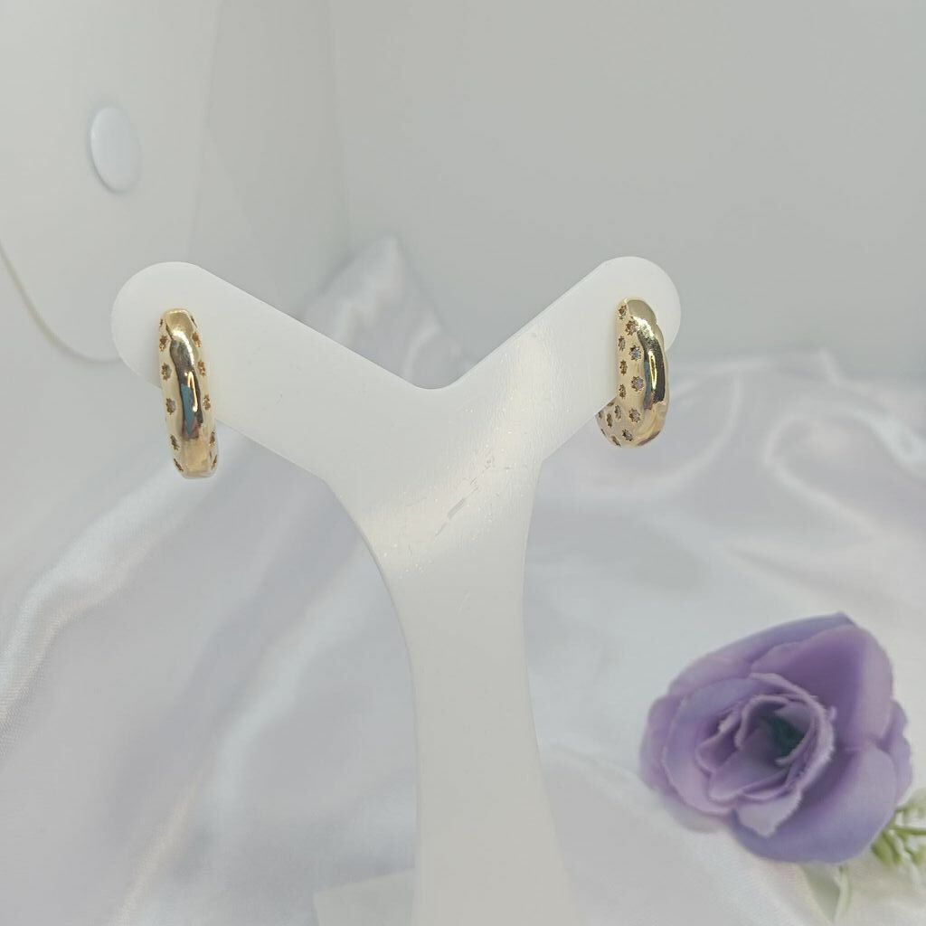 Brinco Argota Gota com Pedras Semi Jóia Ouro 18k