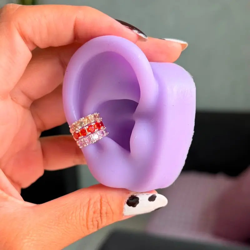 Piercing Fake Zircônias Cristal Banhado a Ouro e prata