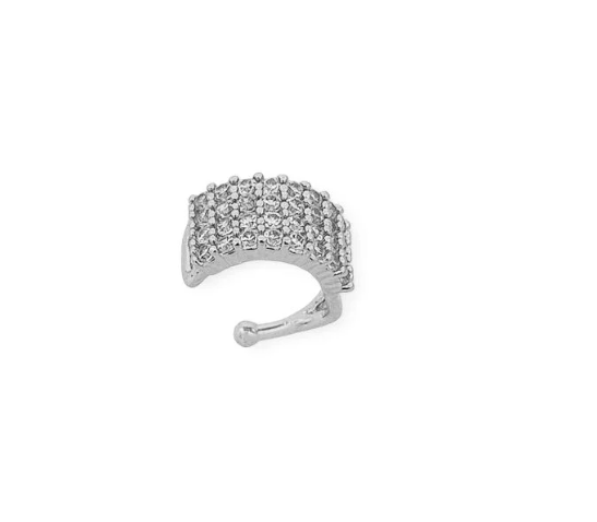 Piercing Fake Folheado a Ouro 18k e Prata Tubo Cravejado
