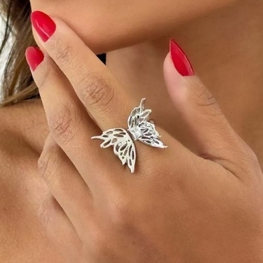 Anel Borboleta com Zircônia Ouro