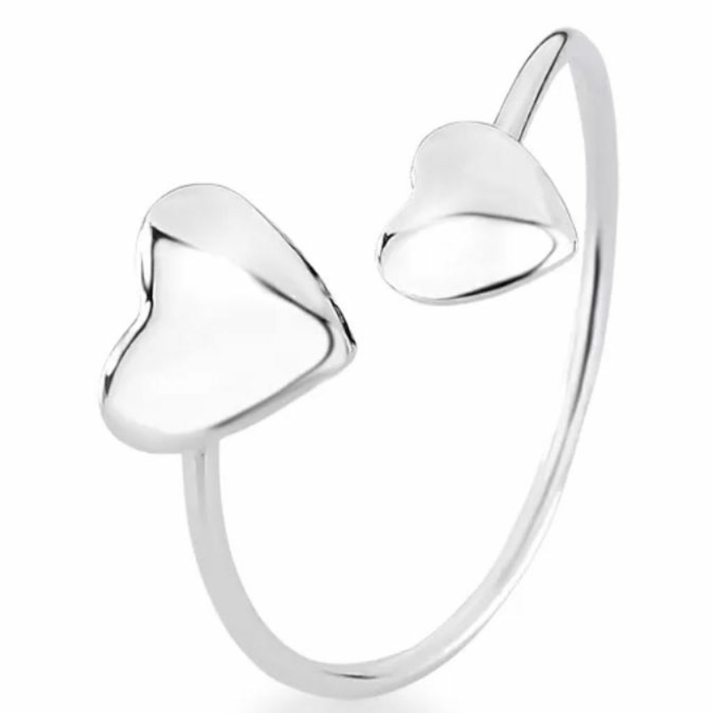 Anel Falange Dois Corações Prata 925