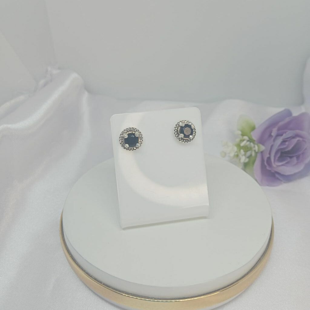 Brinco Circulo Ponto de Luz Ágata Negra