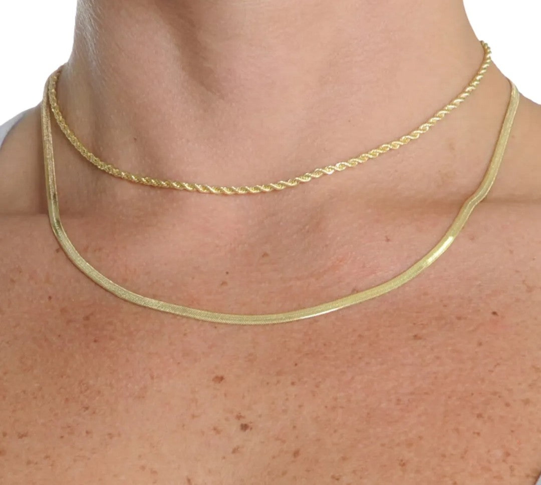 Corrente Dupla Laminada Semi Jóia Ouro 18k