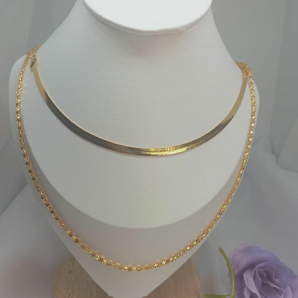 Corrente Dupla Laminada Semi Jóia Ouro 18k