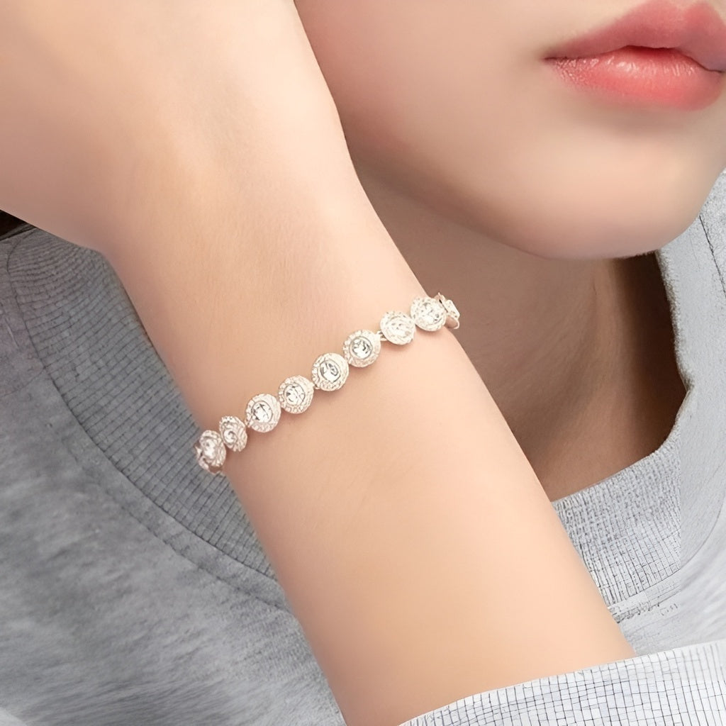 Pulseira de prata 925 inspiração Swarovski circulo