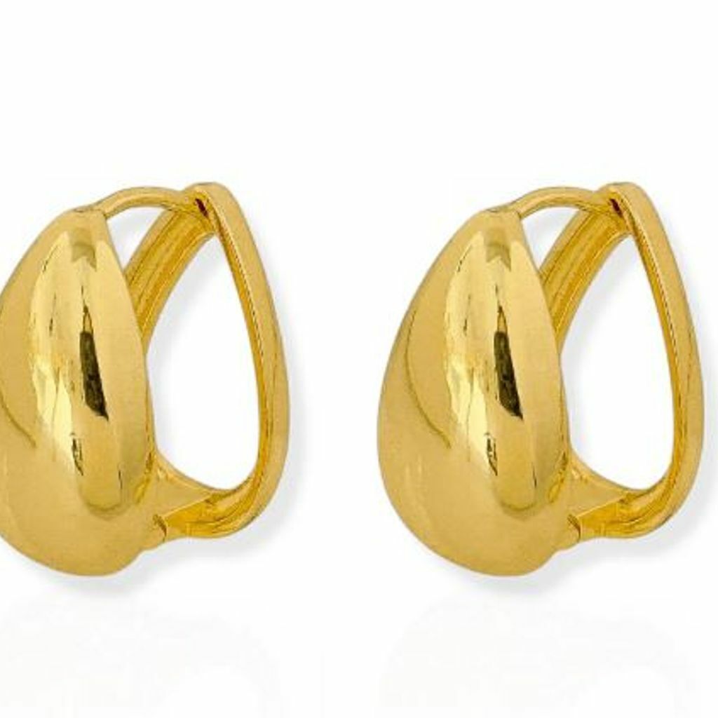Brinco Folheado a Ouro 18k e Prata Argola Gota Lisa e Vazada