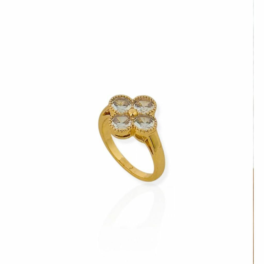 Anel Folheado a Ouro 18k e Prata Inspiração Vg. Com Zirconia