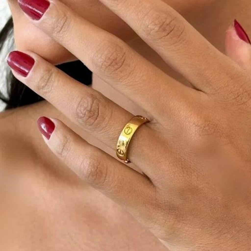 Anel Cartier Regulável Semi Joia a Ouro 18k e Prata