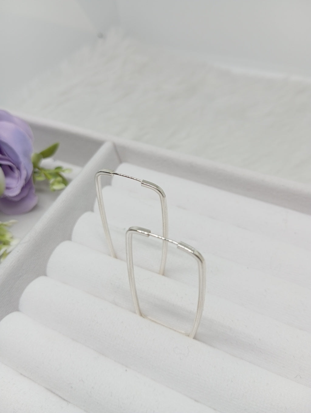 Argola de prata 925 retangular fio quadrado, Tamanhos 2,5cm, 4cm