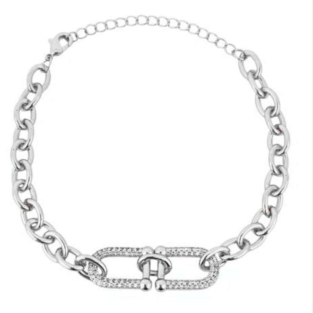 Pulseira Elos Corrente Tiffany Semi Jóia Prata