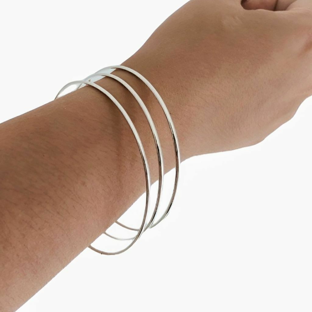 Bracelete Fio Redondo Extra Grande Argola Prata 925