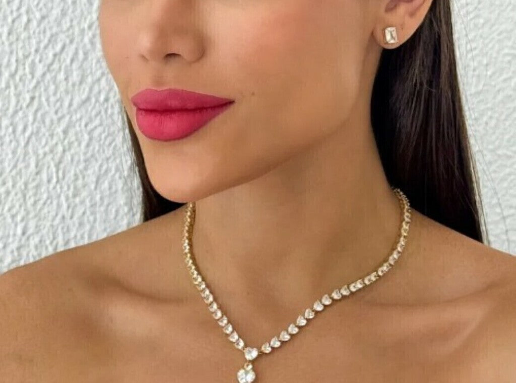 Colar Coração Pingente Semi Jóia Ouro