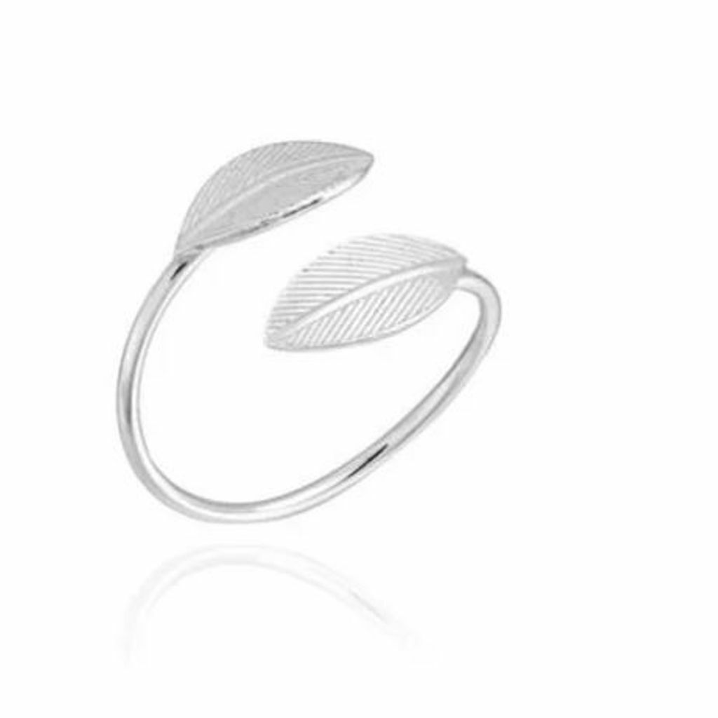 Anel Falange Folhas Regulável Prata 925