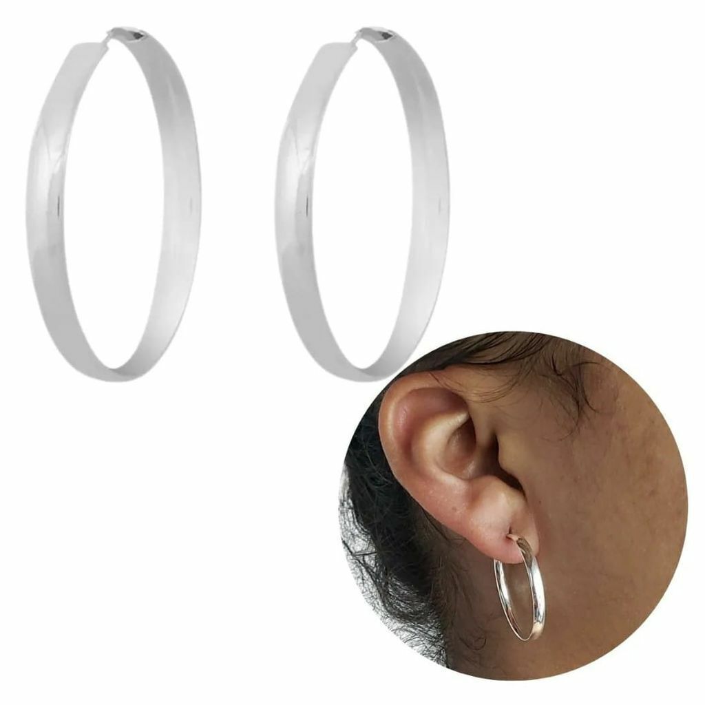 Brinco Argola prata 925 Redonda Laminada 3mm
