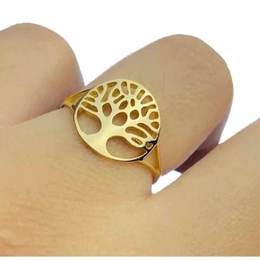 Anel Arvore da Vida Folh. A Ouro