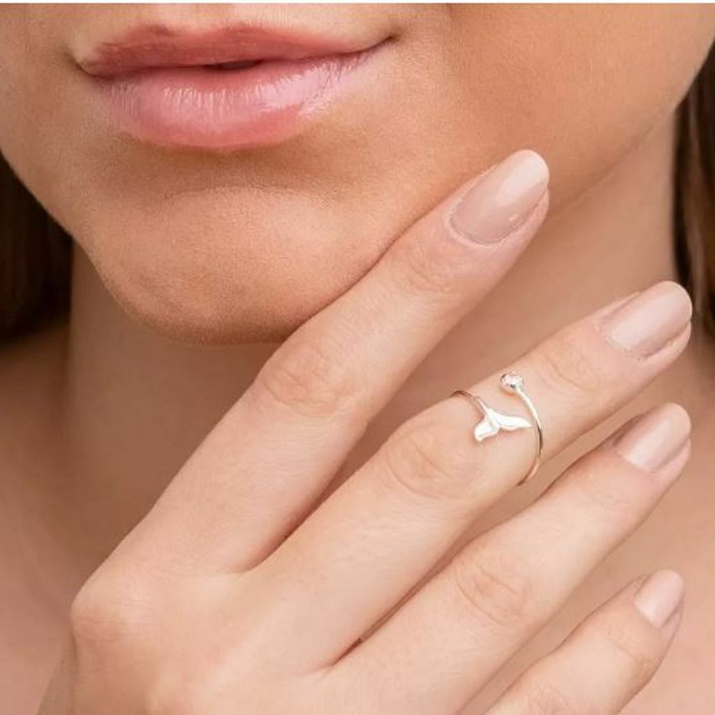 Anel Falange Regulável Rabo de Sereia e Ponto de Luz Prata 925