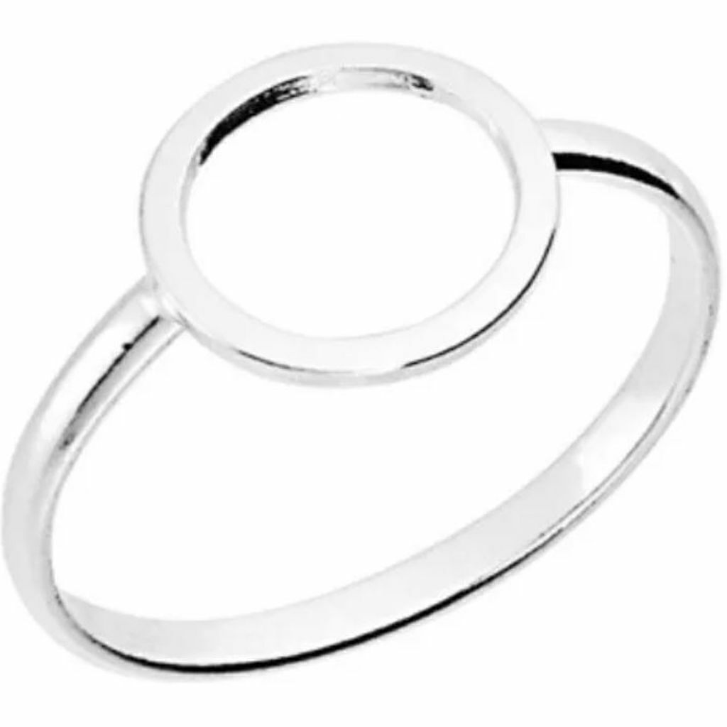 Anel Círculo Vazado Geométrico Em Prata 925 Pura