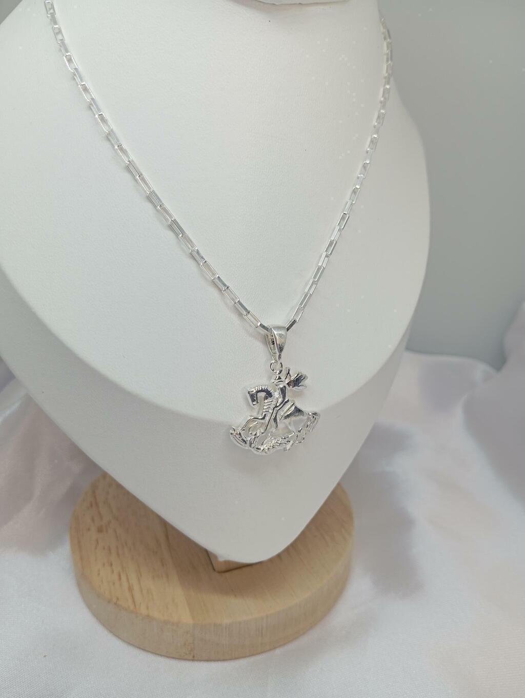 Corrente de prata 925 Cartier e Pingente São Jorge