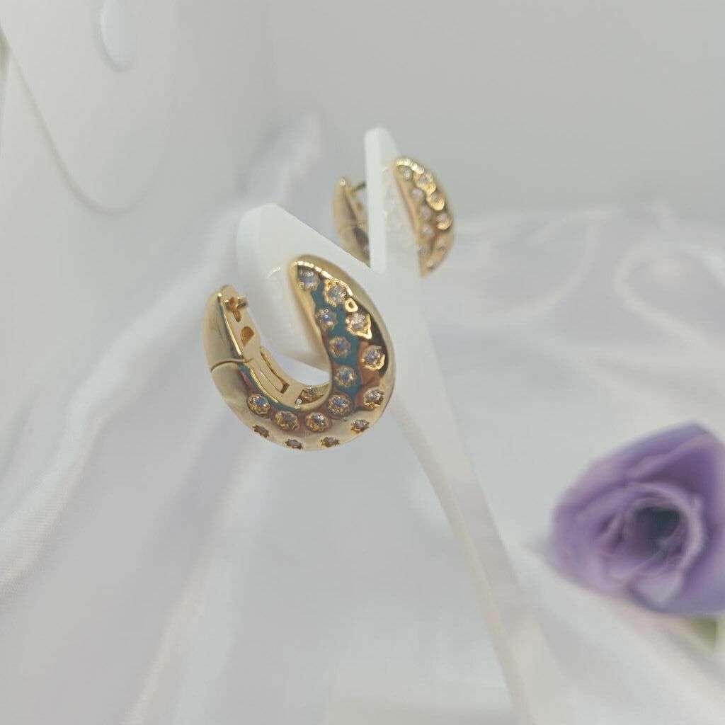 Brinco Argota Gota com Pedras Semi Jóia Ouro 18k